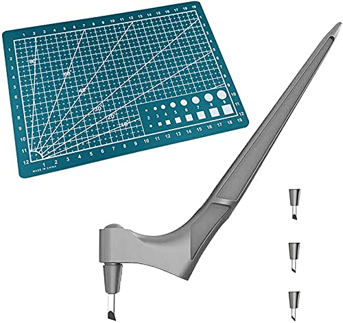 Yeehliny - Yeehliny Art Schneidemesser Set,Craft Schneidewerkzeuge,Edelstahl Handwerksmesser Mit 360-Grad Rotierender Klinge + 1 Cutting Board + 3 Cutter Head,für Handwerk,Hobby,Scrapbooking,Schablone (Grau)
