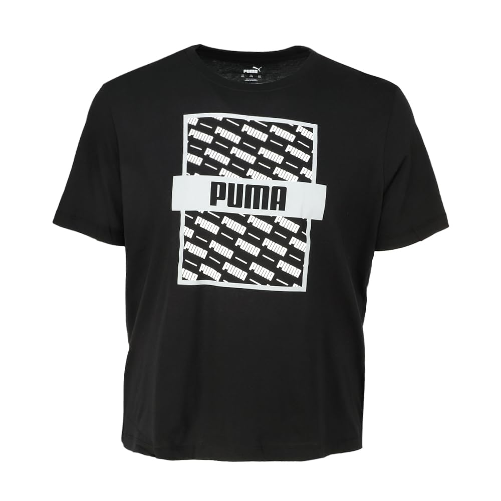 Mens Repeat Box Crew Neck Short Sleeve Casual Tops Casual - Black