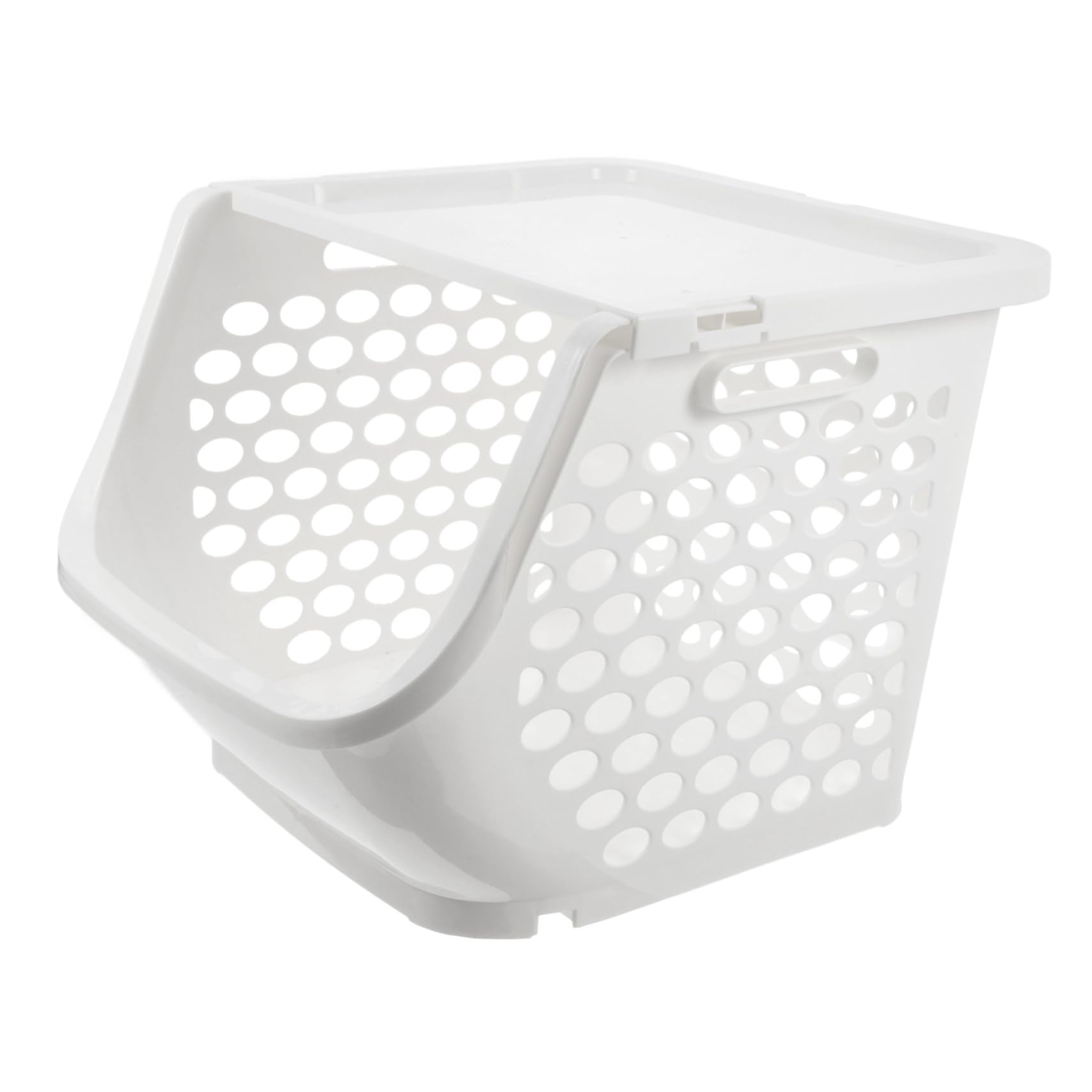 PRETYZOOM Panier à Fruits Empilable en Plastique Blanc, Cuisine et Plan de Travail, Rangement Peu Encombrant, Facile à Nettoyer, Préserve la Fraîcheur