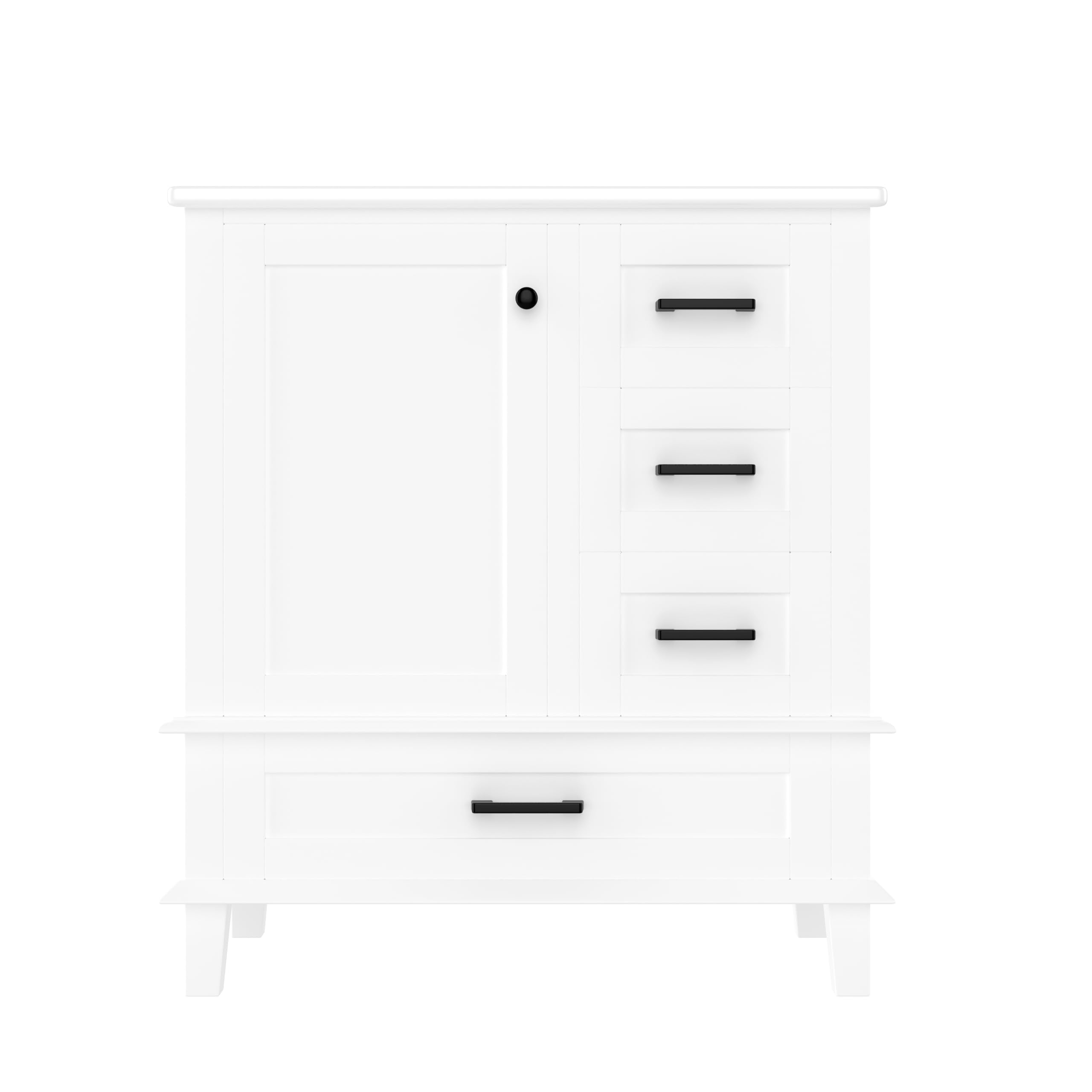 Mueble de Baño de Pie con Lavabo, 76 x 46 x 83,5 cm, Completamente Lacado, Estantería para Puerta, Tres Cajones Silenciosos, Lavabo de Cerámica Integrado, Color Blanco