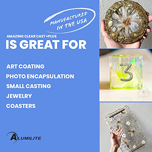 Alumilite Amazing Clear Cast Plus [8 oz A + 8 oz B (16 Ounces) 2 Part Kit] UV Resistant Plastic Coating & Casting Epoxy Resin for Countertops, Cups, Tumblers & Crafts, High-Gloss Liquid Glass Finish - Thumbnail 4