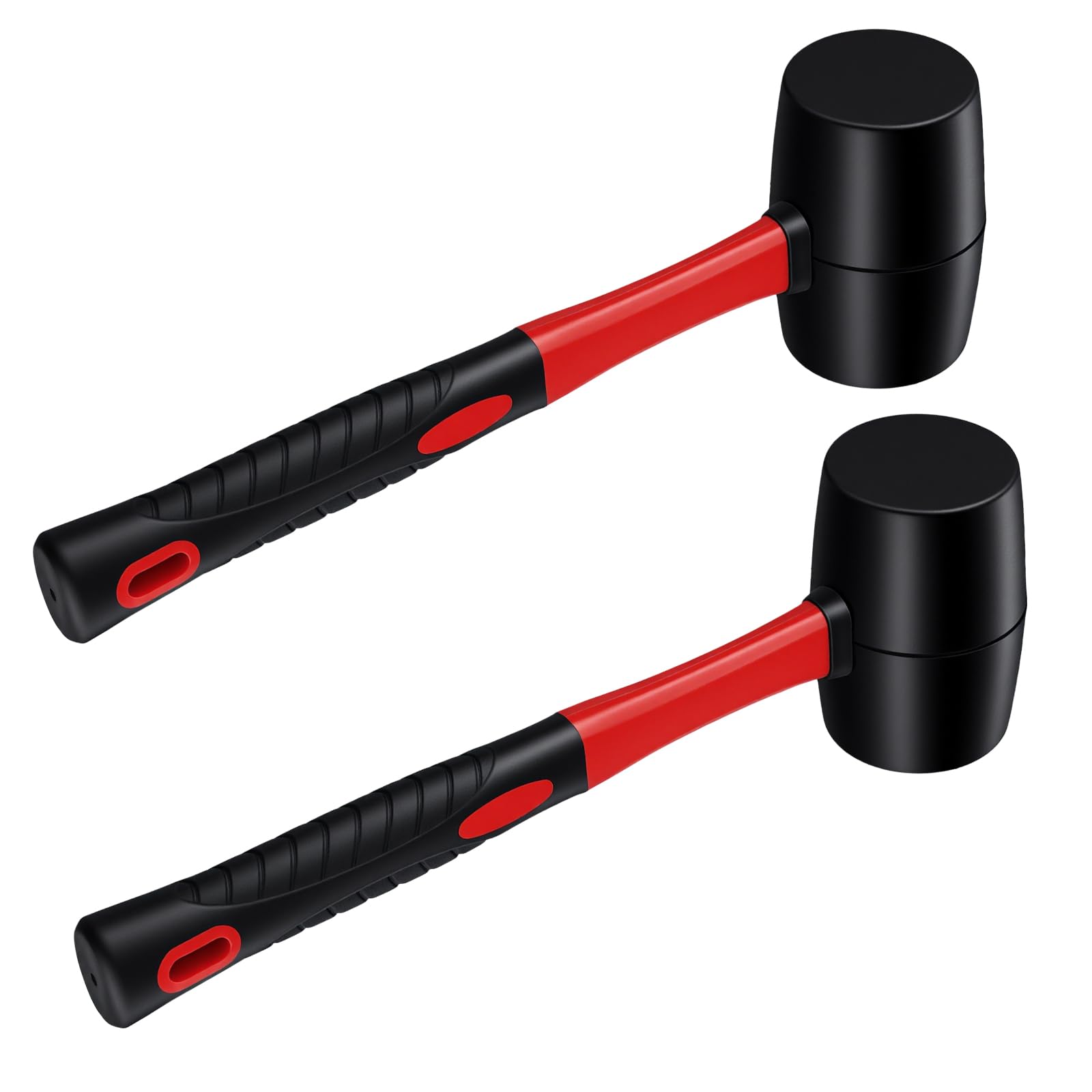 LEXININ 2 Pack 24oz Rubber Mallet, Black and Red, for DIY Camping Woodworking, 335 x 105 x 64mm