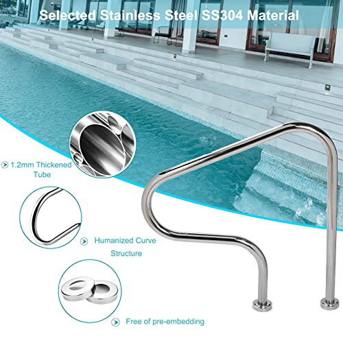 Barandilla para piscina de acero inoxidable 31.5 x 31.5 pulg miniatura 3