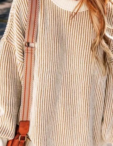 Zeagoo Women Sweater Long Sleeve Color Block Loose Pullover Rib Knit Blouse Tops3