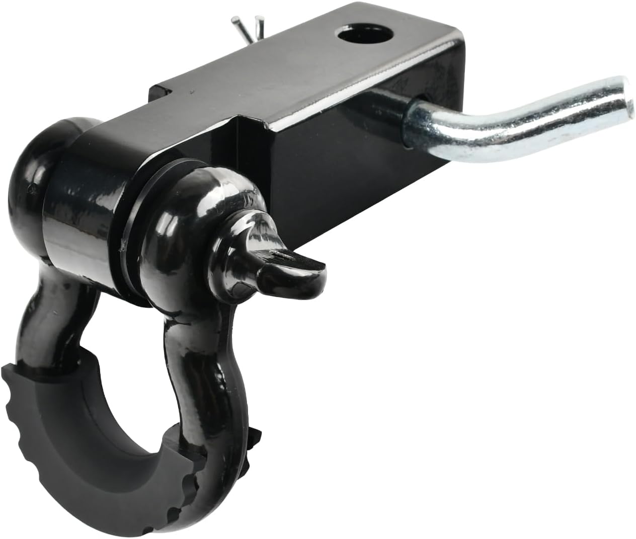 2 Inch Shackle Hitch Receiver, moafaye 3/4" D Ring Shackles, 45000 Lbs Breaking Strength, Towing Accessories for Vehicle Recovery. (Black & Black)