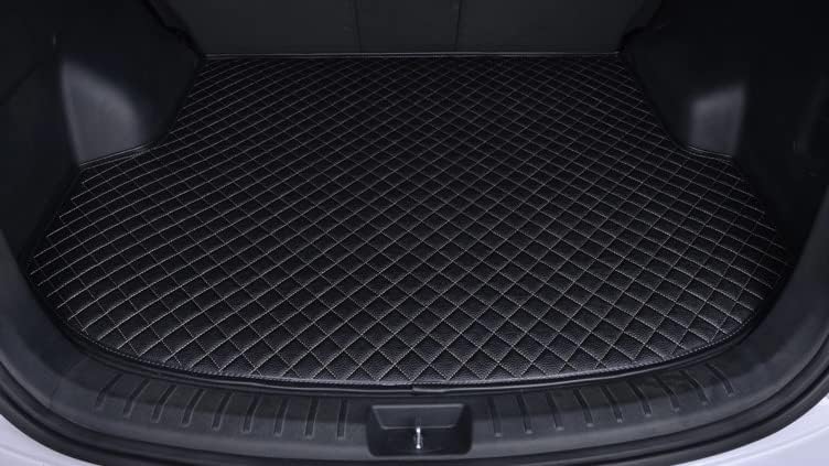 Image of CHIRON Boot Compatible with BMW M4 Custom Fitted Faux Leather Boot Antiskid Car Floor Mats - Black with Silver Thread