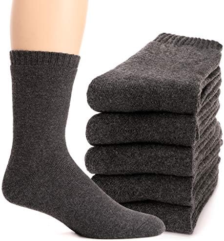 5 Pairs Mens Merino Wool Socks Hiking Thick Warm Winter Thermal Heavy Boot Cozy Soft Gift Socks 5 Pairs for Cold Weather