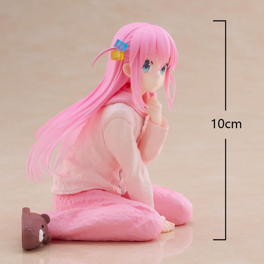 LUNK Goto Hitori Figure Sitting Anime Girl Figure Model Pink Pajamas Kneeling Goto Hitori Action Figurine Collection Sculpture Desk Ornament 10cm