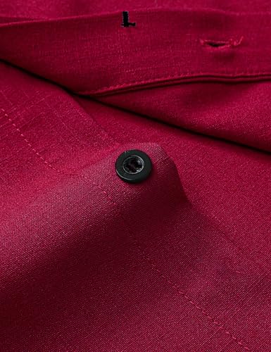 Drazivon Men's Linen Shirts Short Sleeve Button Down Shirts for Men Casual Beach Summer Wedding Tops Red 4XL — view 6