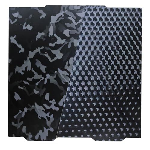 Asbrot Prusa XL Upgrade Build Plate, Smooth Camo + 3-D Hexagon Sticker Steel Plate, Transfer Patterns to 3D Printing Item, 365 x 365mm/ 14.37 x 14.34inchs Spring Flexiable Removable Print Bed