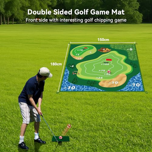 Sticky Playing Golf Chipping Game, 6x5 FT Double Sided Golf Chipping Game Practice Mat for Adults with 20 Sticky Balls Golf Hitting Mat for Home Backyard Garage and Outdoor (No Club) by MGVK - Used condition - Image 2