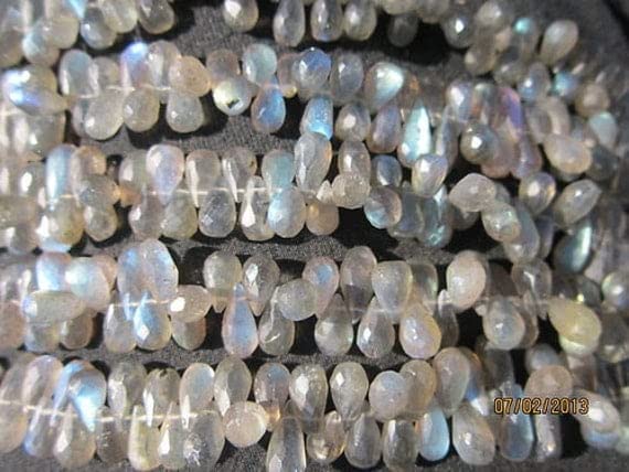 Labradorite faceted side drill drop beads éclats de lumière de LKBEADS