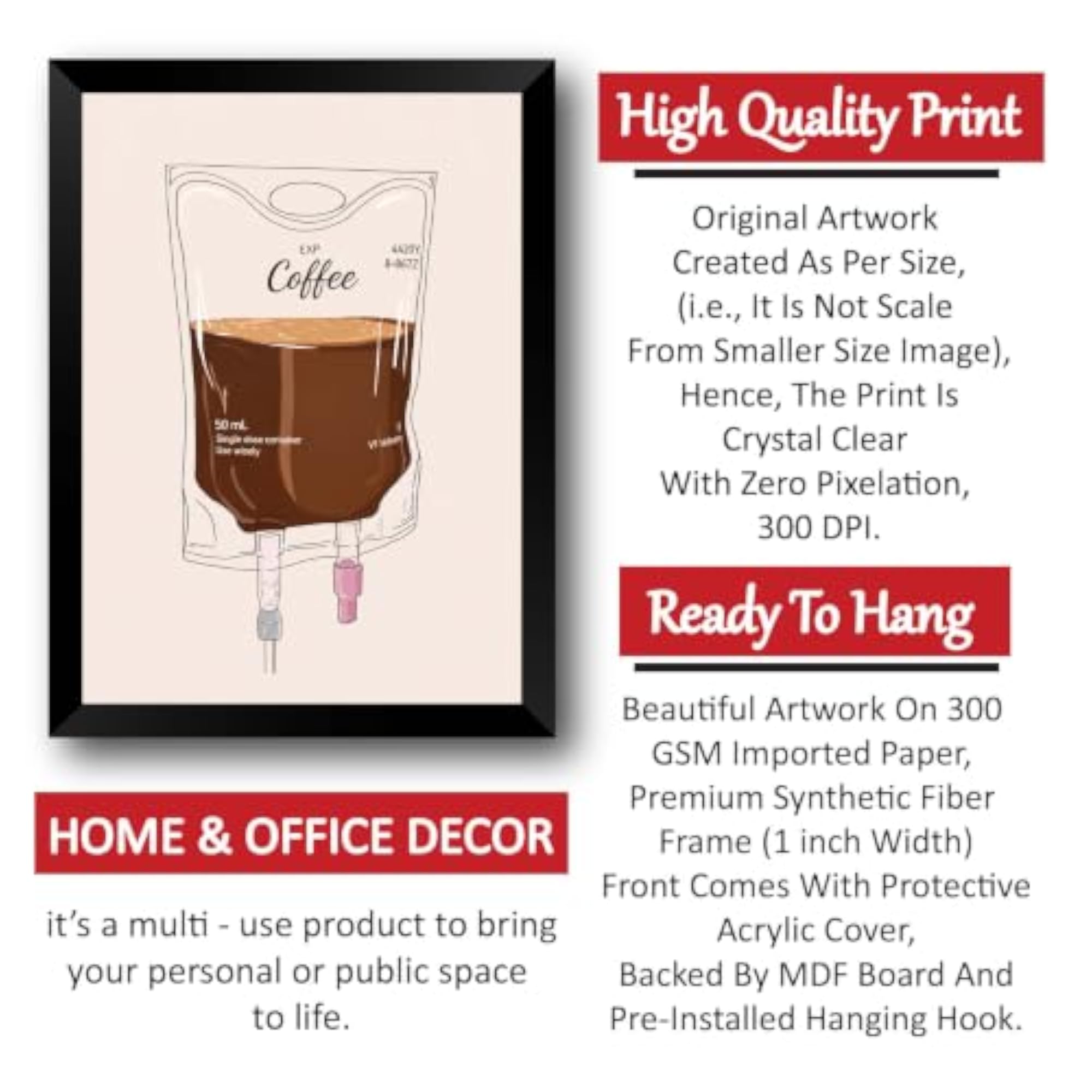 IV Drip Wall Art Frame, Modern Minimalist Canvas Print