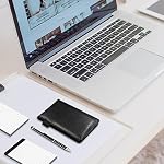 7 Pcs Small Pocket Notepad Holder Set with Metal Pen and Pocket Notebook Refills (Black)