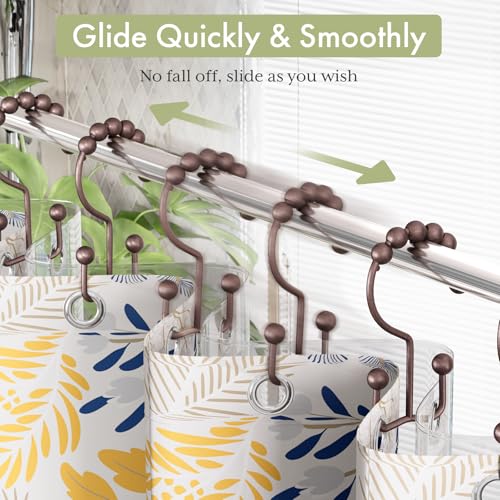Image of Amazer Shower Curtain Rings, Stainless Steel Shower Curtain Hooks Rings, 12 Pcs Double Glide Shower Rings for Bathroom Shower Curtain Rods Dual Rust-Resistant Shower Hooks, Bronze