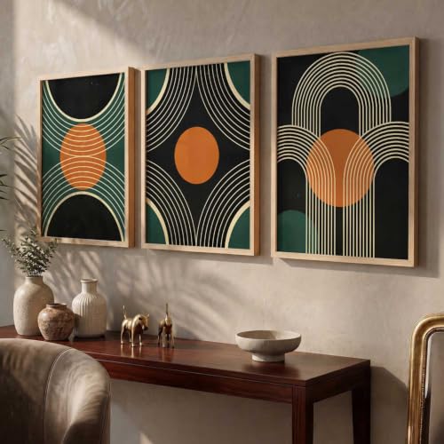 Image of kotart Boho Art Home Decoration Painting | Aesthetic Paintings With Frame For Living Room Bed Room Hotel Wall Decor Digital Reprint Set of 3 (20x30 Inch)