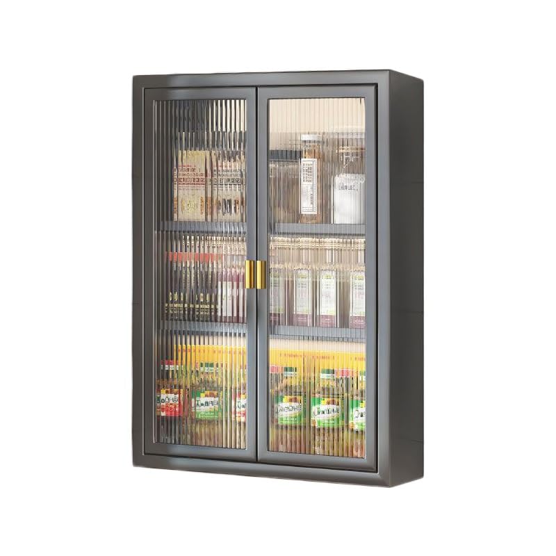 Armario de acero montado en la pared, estante de almacenamiento ajustable con puertas, acabado negro para oficina en casa, cocina, baño, solución para ahorrar espacio, 40 x 14 x 70 cm