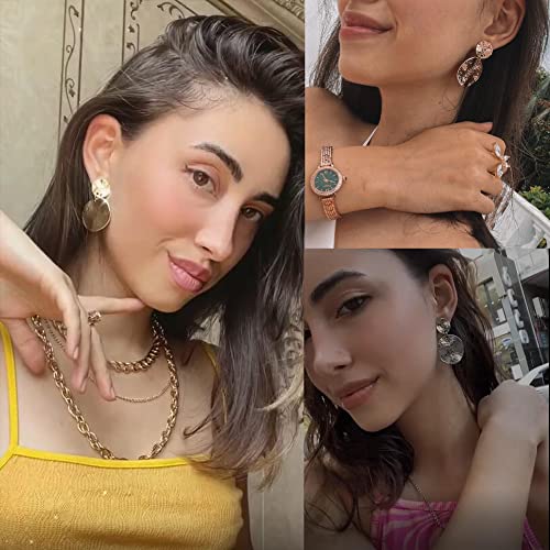 Gold Clip On Earrings Round Dis Hammered Lightweight Clip Earrings No Piercing Gold Dangle Earrings For Women Teens #TOP1