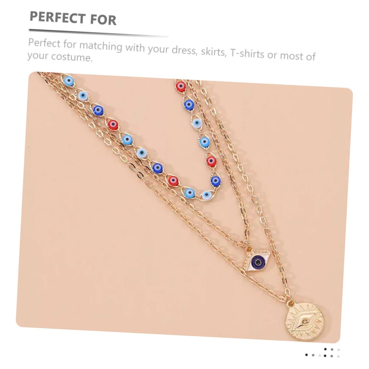 Gioielli da Donna 4pcs Elegante Occhio malvagio Neccano Multi-Strato Gioielli di Femminile per Feste Collana