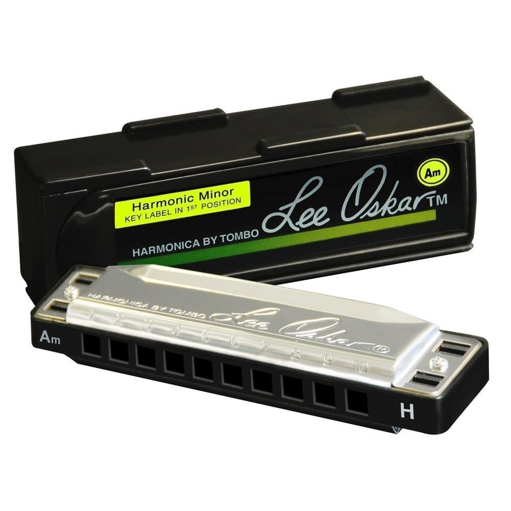 Harmonica Lee Oskar Harmonic Minor en mi mineur grave pour musique ethnique, folk, gitane, tango et musique d'Europe de l'Est - 10 trous diatoniques - étui en plastique inclus
