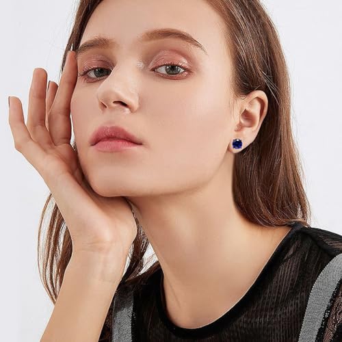 2 Pairs Hypoallergenic Mens Black CZ Stud Earrings Stainless Steel Princess Square Cut Cubic Zirconia Earring Studs for Sensitive Ears 6mm4