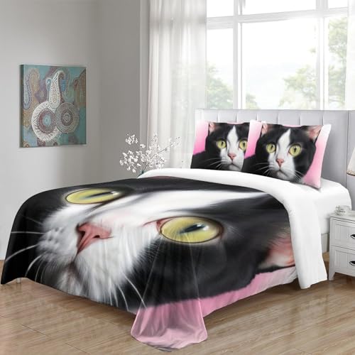 Housse de couette chat 3D microfibre facile à laver 200x200