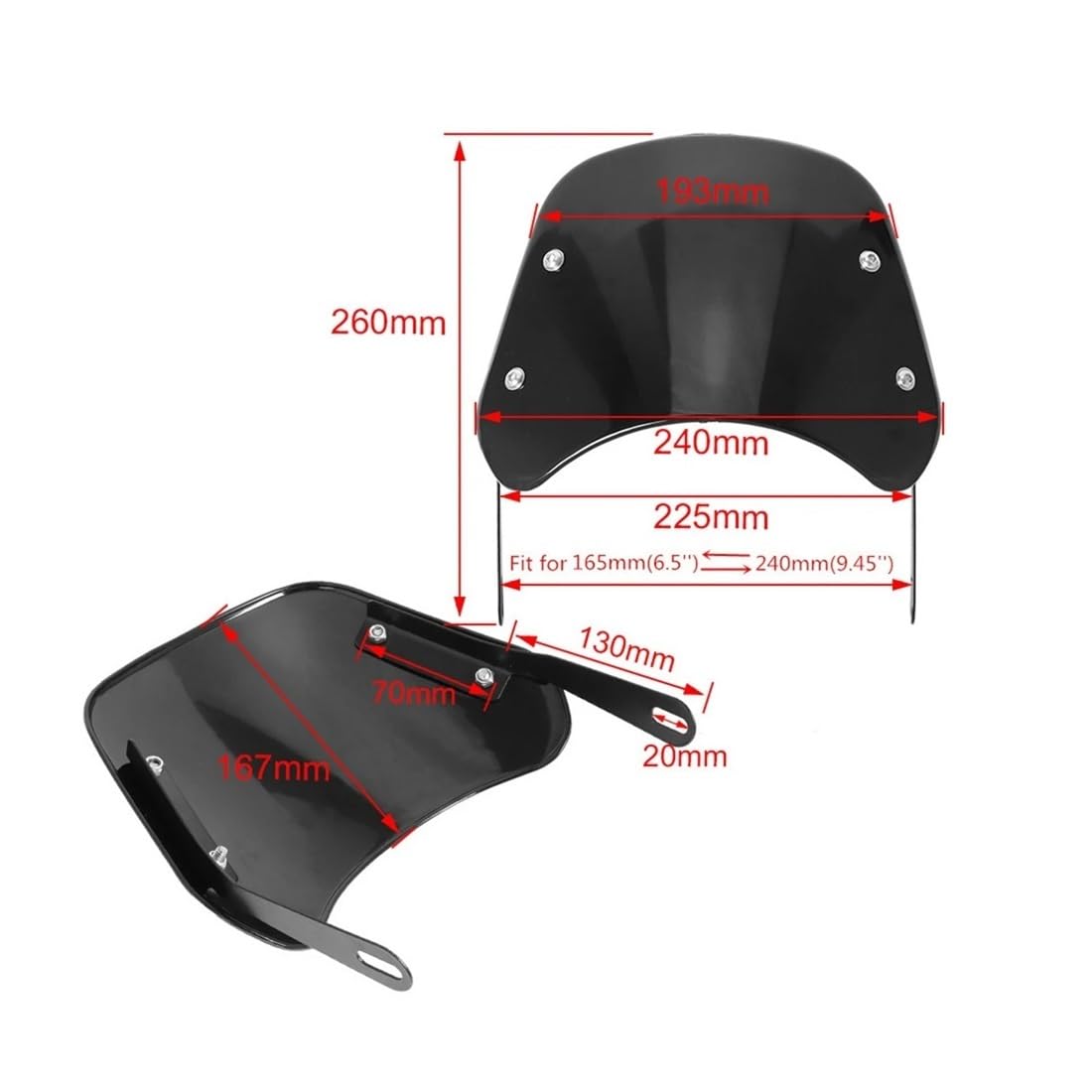 Deflector Accesorios Motocicleta para, Parabrisas, Deflector De Viento, Cubiertas, Lente Pantalla Universal
