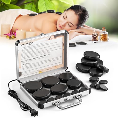 Hot Stones Massage Set, 12 Pcs Basalt Hot Stones with Heater Kit,...