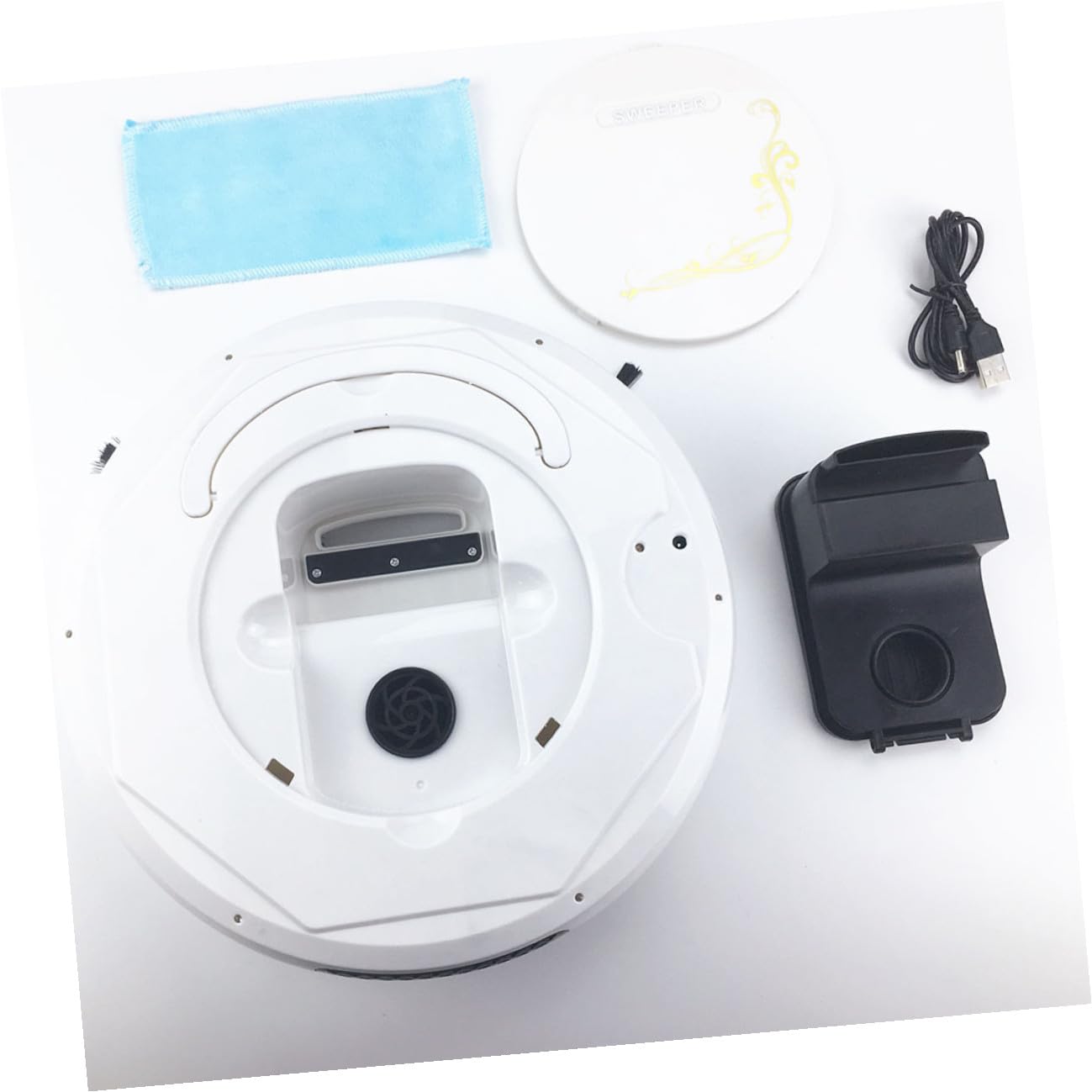 FUOYLOO Intelligenter Saugroboter mit Wischfunktion, USB Ladefunktion, Weiß | Kunststoffgehäuse, Starke Saugleistung, Leichtes Gerät, für Haushaltsreinigung im Innenbereich