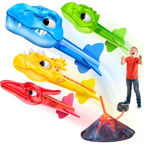 Anginne Raketen Spielzeug für Kinder, Outdoor Spielzeug ab 3-12 Jahre Junge Outdoor Spiele Kinderspielzeug ab 3-12 Jahre Garten Dinosaurier Spielzeug für Draußen Oster Geschenk Kinder 3-12 Jahre