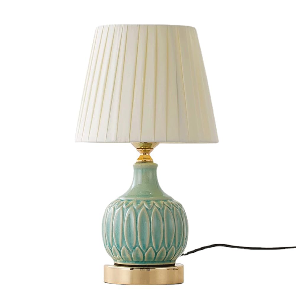 Ceramiczna lampa biurkowa do sypialni gabinet salon prosta retro lampka nocna ciepła luksusowa lampa ściemniana pilot trójkolorowy potężna lampa biurkowa