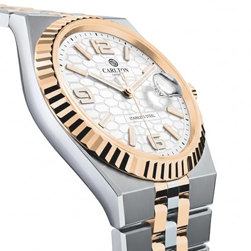Image of Carlton London Rover Men Analog Watch, Round Dial, Stainless Steel Strap, Quartz Movement, 40 mm Case, Premium Wide Strap Design, 30M Water Resistant, Casual Formal Wear