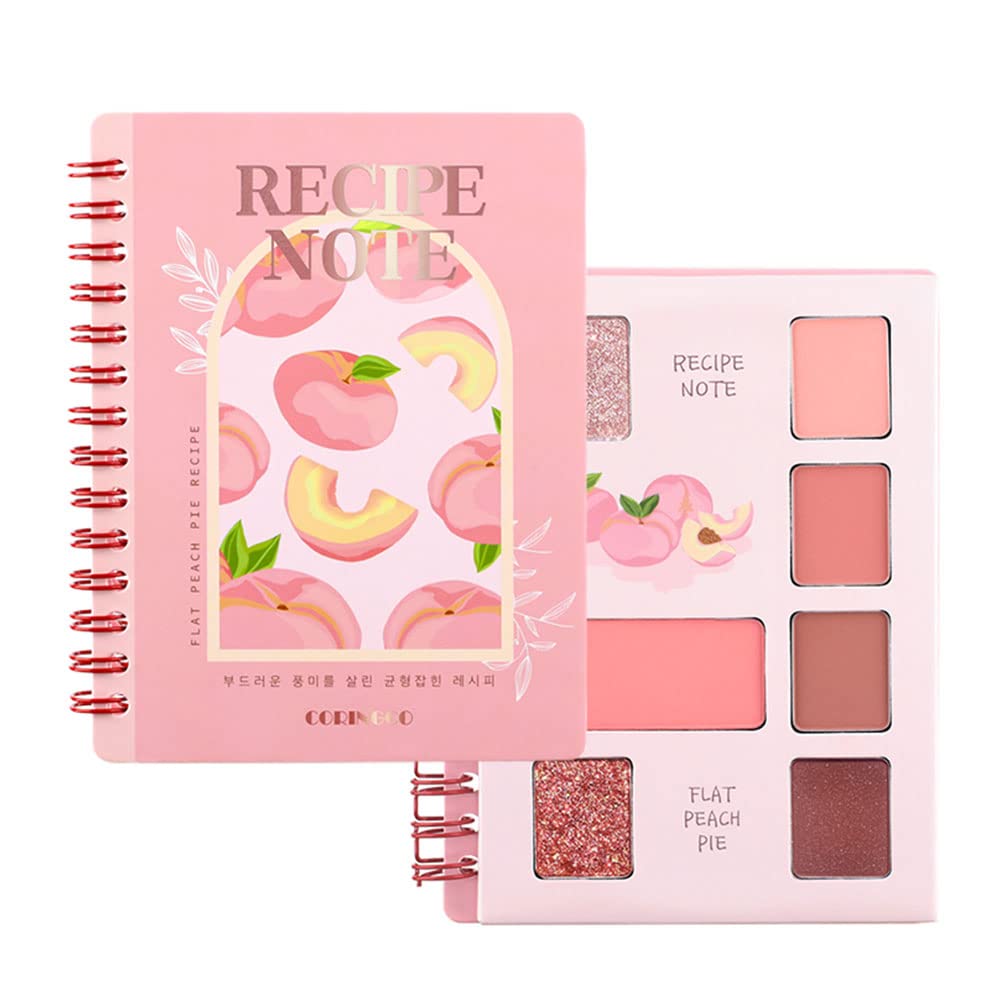 CORINGCOShimmer Idoll Eyeshadow Palette Receipe Note 7Color Eye Makeup Cute Glitter Sparkle Korean Eye Makeup Korean Cosmetics (01 Pitch flat pie)