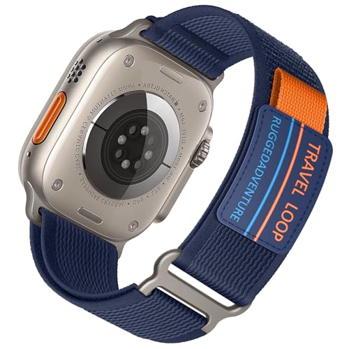 Trail Loop for Apple Watch Ultra Band 49mm 45mm 44mm 42mm iWatch Ultra 2 Band Women Men Rugged Sport Strap Soft Nylon Wristband for Apple Watch Bands SE Series 9 8 7 6 5 4 3 2 1 Accessories Midnight