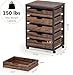 Tribesigns 5 Drawer Chest, Wood Storage Dresser Cabinet with Wheels, Industrial Storage Drawer Organizer Cart for Office Bedroom Entryway (Rustic Brown, 1 PC)