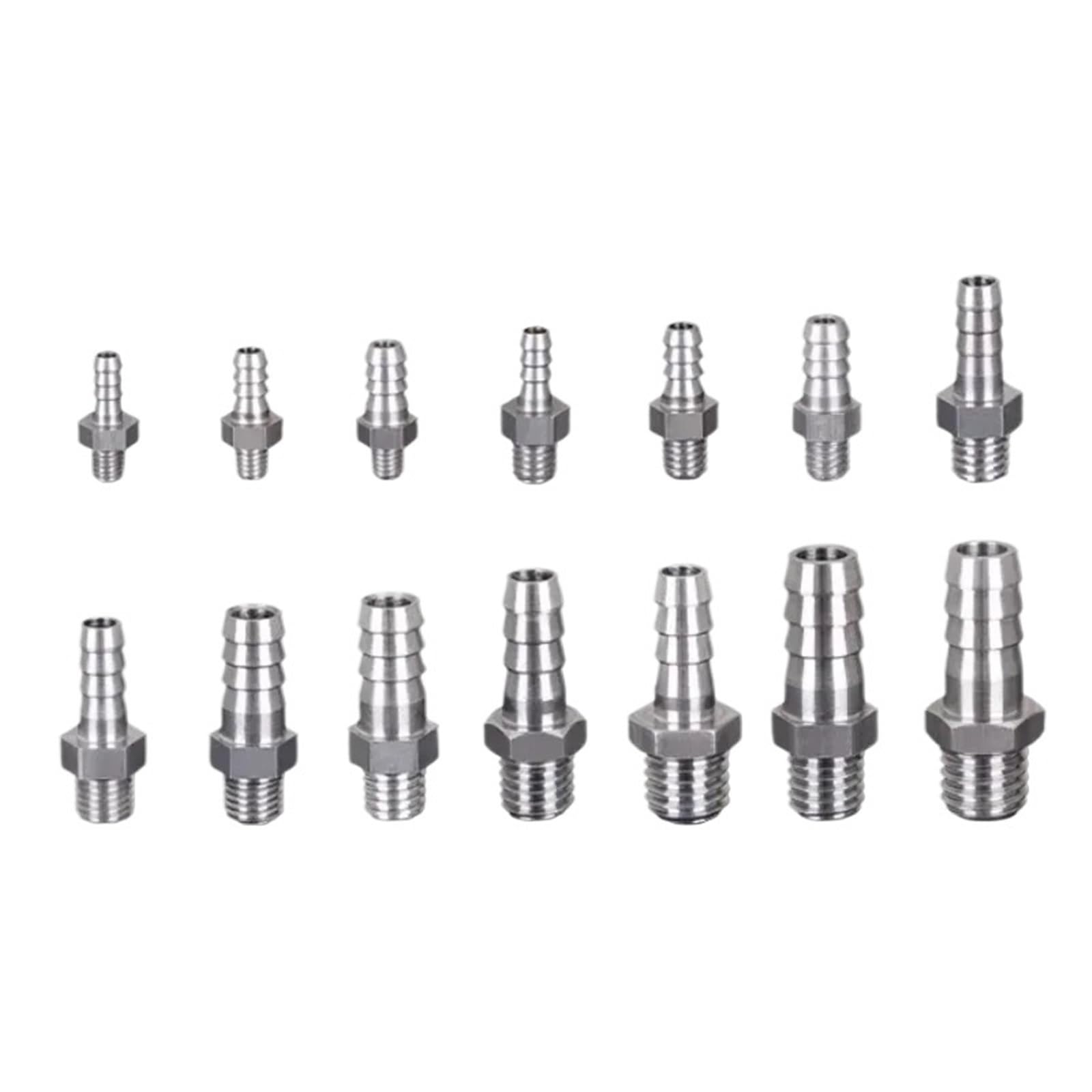 Tazyyzuu Men's One Color 304 Stainless Steel Miniature M10 M12 M14 M16 To 6Mm 8Mm 10Mm 12Mm Hose Barb Fitting Connector Adapter(12-M14-1.5)