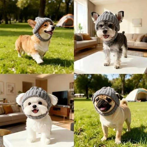 Hunde Beanie Mütze,Mit Ohrlöchern Weiche Strick-Kopfbedeckung - Winterhut für Katzen und Kätzchen,Für Welpen Kätzchen Kleine Rassen Kostümparty Geburtstag Fotoshooting Camping Zuhause Reisen Spazieren