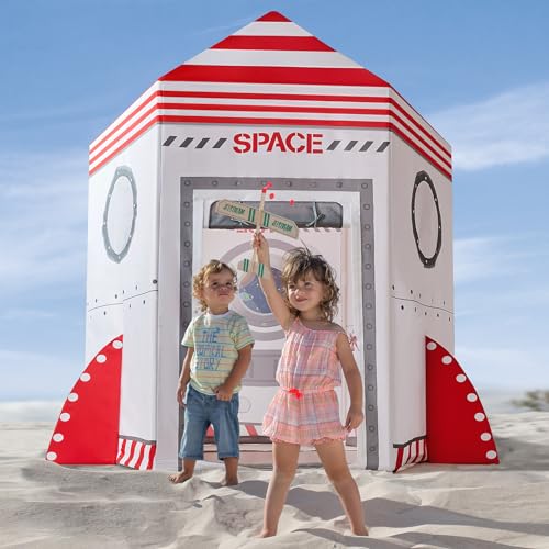 Image of Tiny Land Kids-Tent, 5.6 ft Rocket Ship for Kids, Space Toys for 3,4,5,6,7,8 Year Old Boy & Girl- Imaginative Play Tent, Playhouse, Space Tent, Spaceship Tent, Ideal Gift in Holiday & Birthday