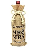 OYAMIHUI Mr and Mrs Burlap Wine Bag, Engagement Gift Wine Bag, Mr and Mrs Wedding Gift for Couple