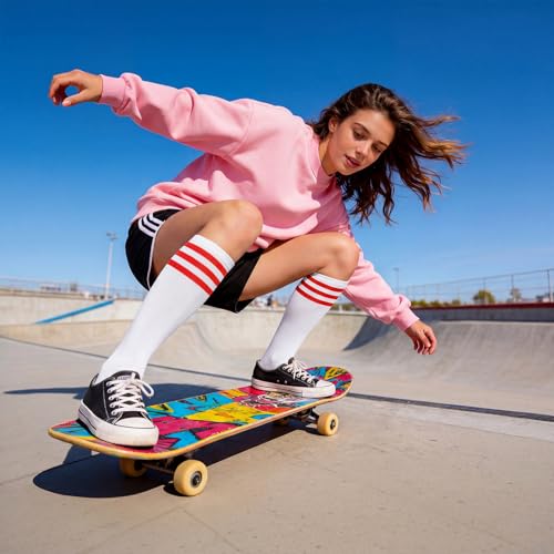 Image of American Trends Womens Athletic Knee High Socks Outdoor Sport Thigh High Stockings Casual Stripes Tube Socks