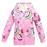 abrigo de moda de algodón Niñas con capucha unicornio dibujos animados impreso otoño invierno cremallera abrigo chaqueta ropa