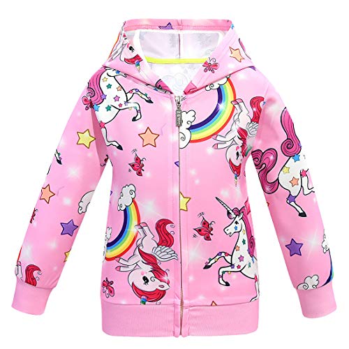 Zip Up Hoodie for Girls Kids Anime Cute Jacket Casual Zipper Hooded Sweatshirt Princess Cartoon Outerwear