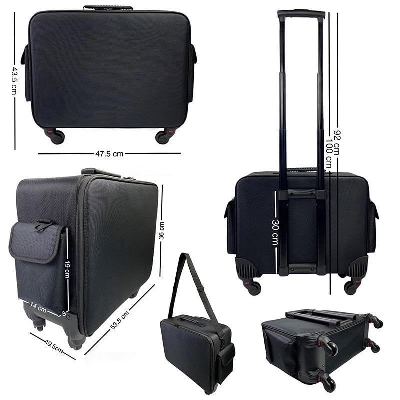 Image of Professional Train Case Hardside Vanity Jumbo Makeup Artist Rolling Trolley Beauty Makeup Cosmetic Trolley Hairstylist Travel Organizer Bag - 360 Wheels - Expendable Handle (8516 /XXXL /Trolley)