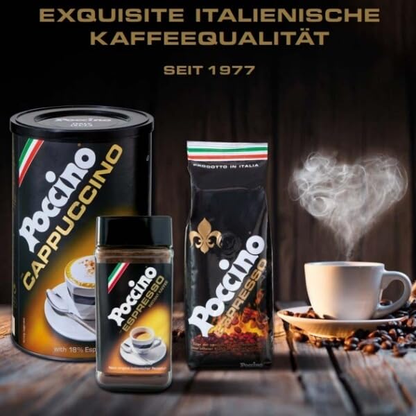 POCCINO Instant Espresso 12x 50g Vorratspack (600g) | Löslicher Espresso Kaffee, Instant Kaffee Pulver im Glas, Kräftiger Espresso-Geschmack, Schnelle Zubereitung