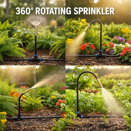 Automatic Garden Irrigation System 200ft, Upgraded Drip & Spray Watering Kit with 36 Adjustable Copper Nozzles for Raised Beds, Outdoor Garden, Lawn, Potted Plants & Greenhouse (200ft) - Image 3