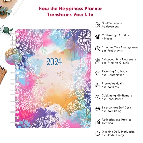 Image of Doodle I The Happiness Undated B5 Planner Kit I 250+ Stickers + Bookmarks + Pocket Planner with Premium Gift Box | Tear Away Note Cards & Quote Cards | Activity Pages | To do lists I 268 Pages I 80 GSM I Wiro Bound (Blushed Hues)