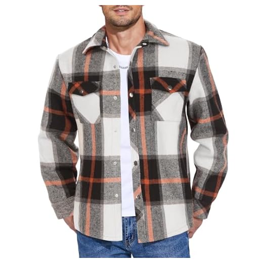 COOFANDY Jaqueta masculina de flanela casual abotoada xadrez com forro de lã com bolsos, Preto, cinza, GG