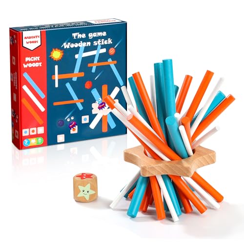 Wisplye Pick Up Sticks Game, Recolher Pauzinhos Jogos, Brinquedos Pauzinhos de Madeira Jogo de Mesa Educativo Interativo Brinquedos Presente para Meninos e Meninas 3 4 5 6 7 8 Anos