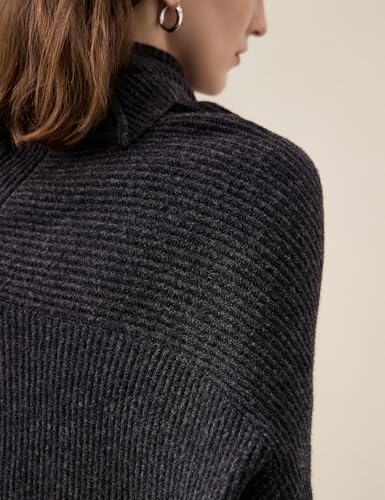 Amoretu Women's Pure Wool Turtleneck Drop-Shoulder Sweater Loose Fit Long Sleeve Tops, 20243