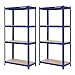SONGMICS Set di 2 scaffali per carichi pesanti, 160 x 80 x 40 cm, portata fino a 520 kg, 4 ripiani regolabili, scaffali in metallo, scaffali per officina, cantina, garage, blu GLR88Q